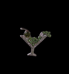 Cheers! Shimmering Crystal Martini Pin Brooch 10081B