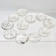 Load image into Gallery viewer, Tourmalated Clear Quartz Disc Pendant Bead | 30mm | 1 Bead |
