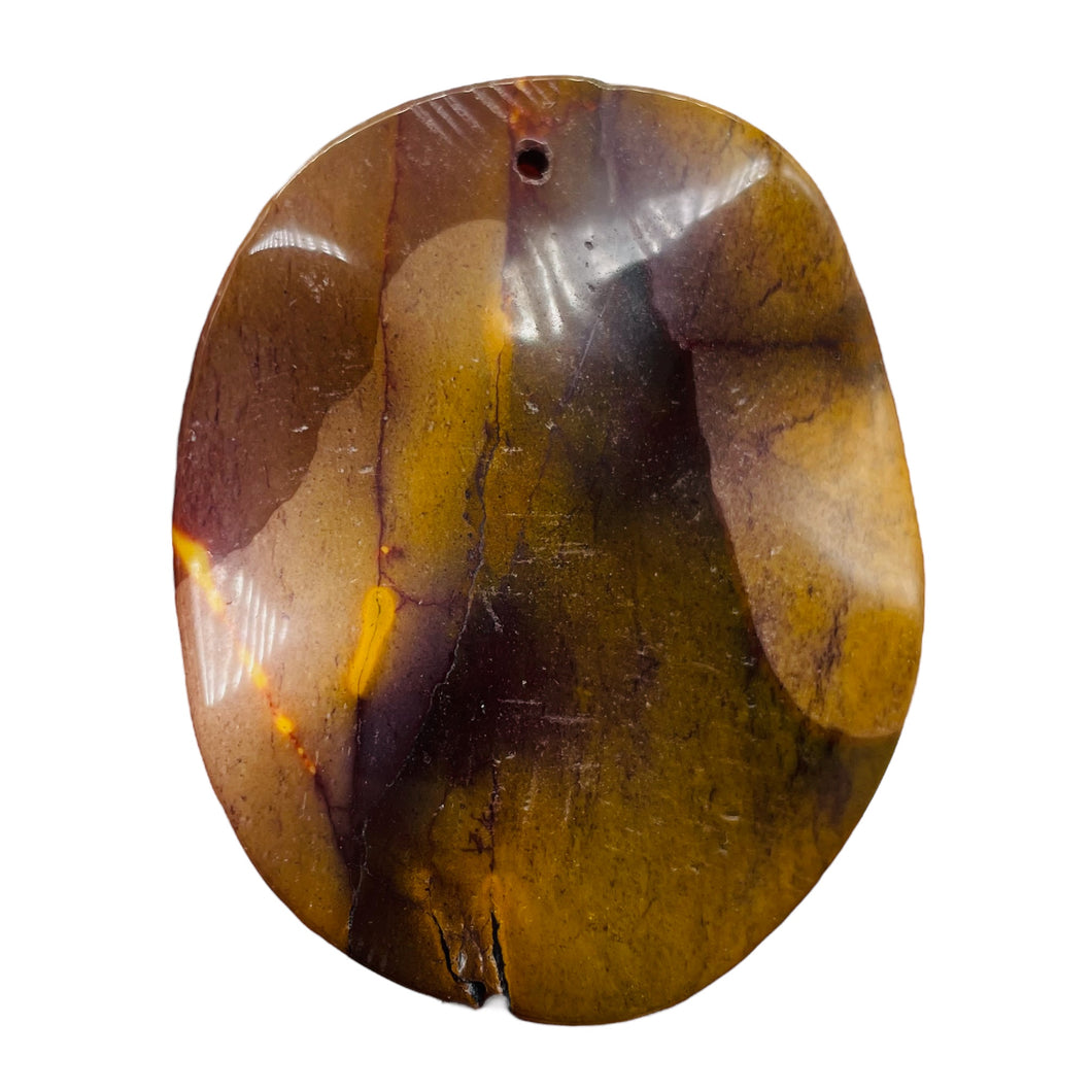 Australian Mookaite Oval Pendant Bead | 50x40x6mm | Orange Tan | 1 Bead |