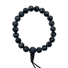 Load image into Gallery viewer, Snow Flake Obsidian 7&quot; Strung Strand Round | 8mm | Black White | 21 Beads
