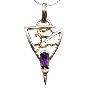 Amethyst Sterling Silver Pendant with 18K Gold Accent