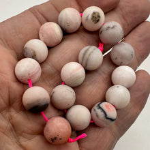 Load image into Gallery viewer, Peruvian Opal Matte Finish Round Bead Parcel | 12mm | Pink, Black | 4 Beads |
