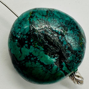 Turquoise Natural Focal 21g Nugget Bead | 29x29x19mm | Blue, Black | 1 Bead |