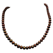 Load image into Gallery viewer, Copper Freshwater Pearl Strand 5.5mm Round 16 Inch 76 Genuine Pearl Beads
