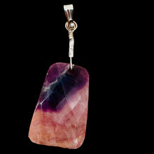 Load image into Gallery viewer, Clear and Purple Striped Fluorite and Sterling Silver Pendant | 2&quot; Long |
