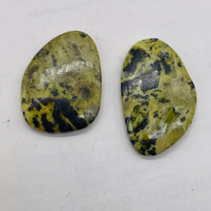 Turquoise Faustite Oval Beads | 41x31 to 37x7mm | Chartreuse, Black | 2 Beads |