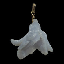 Load image into Gallery viewer, Blue Chalcedony Druzy Carved Flower Bead 14Kgf Pendant | 1 3/4&quot; Long | Blue |
