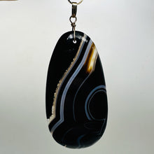 Load image into Gallery viewer, Stunning! Black and White Sardonyx 14Kgf Wire Wrap Pendant | 2 3/4 Inch Long |
