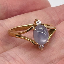 Load image into Gallery viewer, Star Sapphire Oval Cut and Diamonds 14K Gold Ring | Size 3.5 | Blue | 1 Ring |
