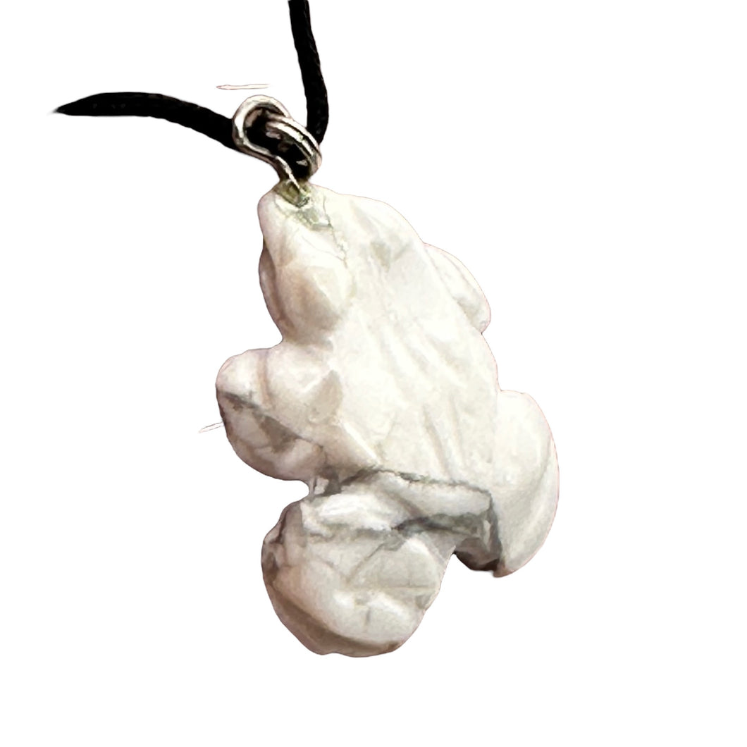 Howlite Stone Frog Pendant Necklace | 1 1/4