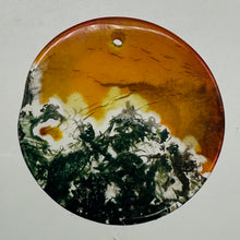 Load image into Gallery viewer, Limbcast Moss Agate Disc Pendant Bead | 34x2mm | Orange, White | 1 Bead |
