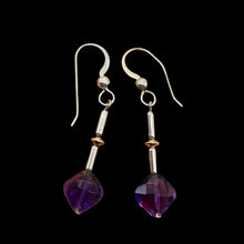 Load image into Gallery viewer, Lilac Faceted Amethyst Sterling Silver Dangle Earrings | 1 1/4&quot; Long | 1 Pair |
