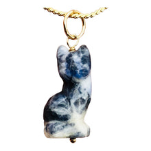 Load image into Gallery viewer, Kitty Cat Sodalite Pendant Necklace|Semi Precious Stone Jewelry|14k Pendant|
