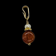 Load image into Gallery viewer, Sunstone and Pearl14K Gold Filled Pendant | 3/4 &quot; (Long) | Orange |
