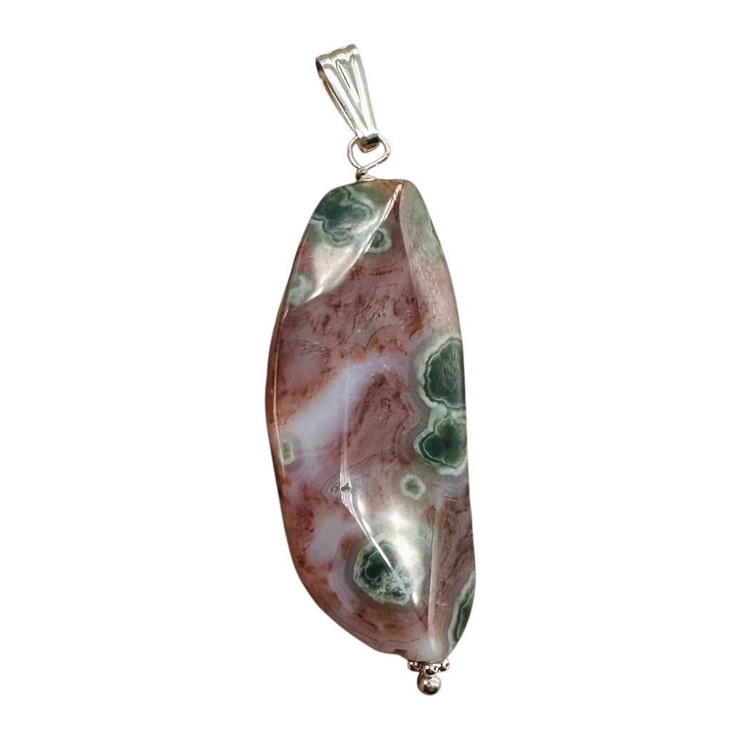 Ocean Jasper Sterling Silver Pendant | 2 1/4