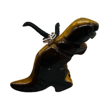 Load image into Gallery viewer, Tigereye Tyrannosaurus Rex Dinosaur Pendant Necklace | 3/4&#39; Long | Bronze |
