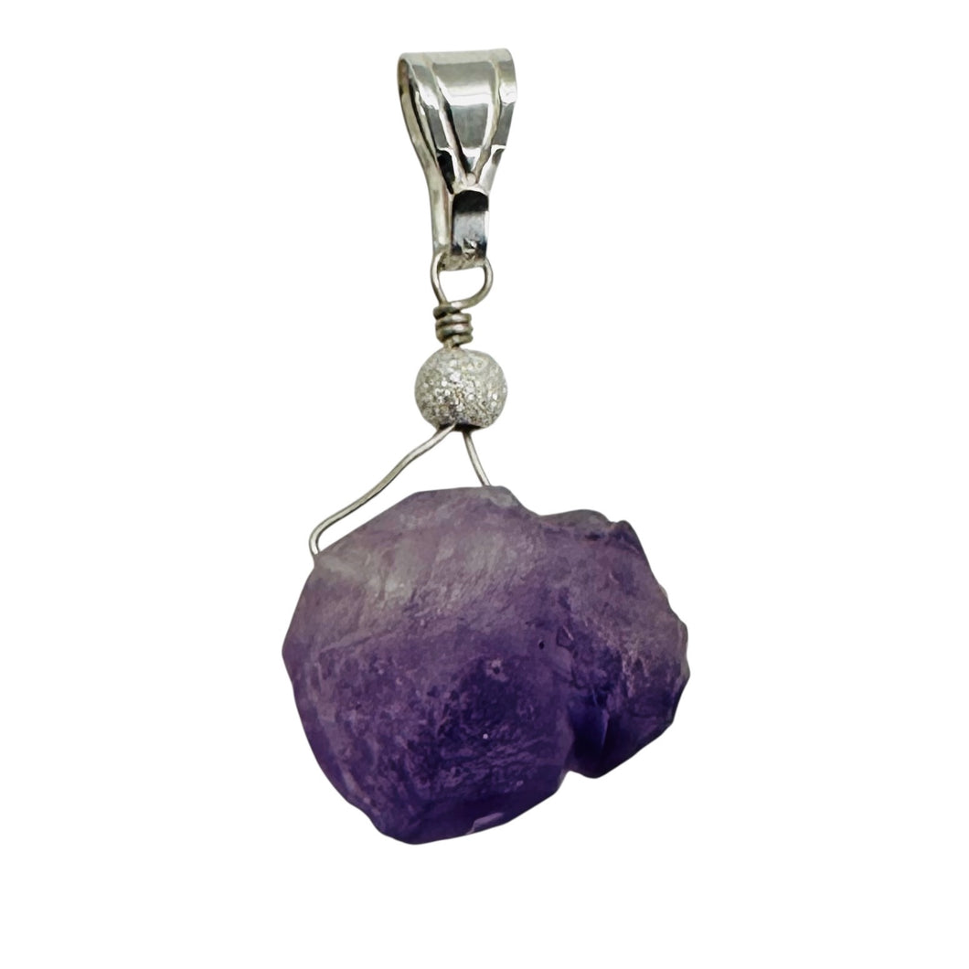Amethyst Natural Crystal Sterling Silver Pendant | 1 1/2