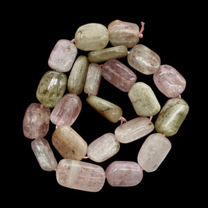 Kunzite 68G Flat Nugget Bead Strand | 23x12x7 to 17x12x6mm | Pink, Green, Clear|