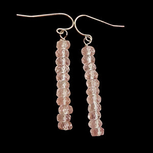 Light Pink Clouds Rose Quartz Sterling Silver Semi Precious Gemstone Earrings