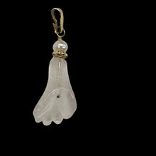 Load image into Gallery viewer, Rose Quartz Lily Flower and Pearl 14K Gold Filled Pendant | 1&quot; Long |
