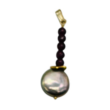 Load image into Gallery viewer, Natural Garnet and Pearl 14KGF Pendant | 1 1/2 Inch Long |
