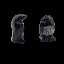 Load image into Gallery viewer, March of The Penguins 2 Carved Obsidian Beads | 21.5x12.5x11mm | Black
