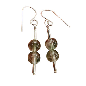 Sparkling Actinolite Quartz Sterling Silver Earrings | 1 1/2" long | 1 Pair |