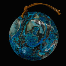 Load image into Gallery viewer, Chrysocolla Carved Pendant Bead | Coin | 2x3/8" | Green Blue | 1 Bead |
