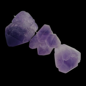 Amethyst Natural Crystals Bead Parcel | 24x17x15 to 20x16x15mm| Purple| 3 Beads|