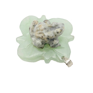Ribbit 1 Lapis Frog On Aventurine Lily Pad Sterling Pendant | 28x28.5x11mm |