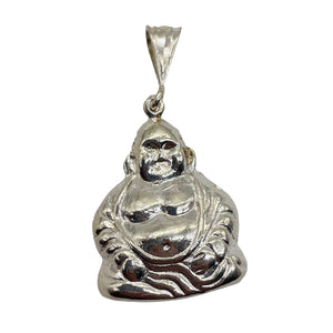 Sitting Sterling Silver Buddha Pendant | 1 1/2" Long | Silver | 1 Charm |