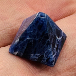 2 Hand Carved Sodalite Pyramid Beads 9289SO