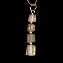 Load image into Gallery viewer, Natural Watermelon Tourmaline 14K Gold Filled Pendant | Pale Green, Clear, Pink|

