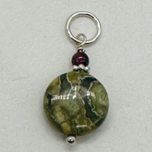 Load image into Gallery viewer, Raintree Rhyolite Jasper Sterling Silver Pendant | 1&quot; Long | Green, Pink |
