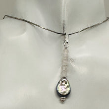Load image into Gallery viewer, Pearl and Rose Quartz Sterling Silver Drop Pendant | 1 1/2&quot; Long | Rainbow |
