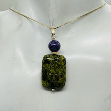 Load image into Gallery viewer, Rare Russian Jasper Charoite Pendant Green Purple Reptile 25x18mm 1.75"
