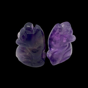 Howling 2 Carved Amethyst Wolf / Coyote Beads | 21x11x8mm | Purple