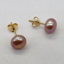 Load image into Gallery viewer, Pearl 14K Gold Stud Round Earrings | 7mm | Rosy Pink | 1 Pair |

