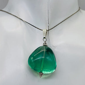 Fluorite Sterling Silver Pendant | 1 1/2" Long | Blue Green | 1 Pendant |