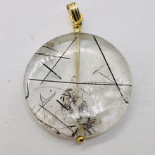 Load image into Gallery viewer, Tourmalinated Quartz Beautiful Round 14K Gold Filled Pendant | 30mm | Disc |
