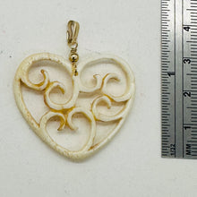 Load image into Gallery viewer, Heart Shape Delicate Carved Bone 14K Gold Filled Pendant| 1 3/4&quot; Long | Cream |
