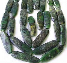 Load image into Gallery viewer, Green Isles Jade Faceted Art Cut Pendant Beads | 49x14x7mm | 2 Beads |
