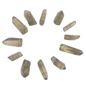 Smokey Quartz, Crystal Briolette, 15x10x8-30x11x10mm, 12 Beads/half strand