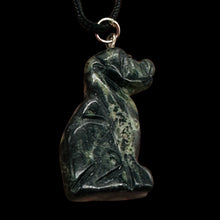 Load image into Gallery viewer, Kambaba Jasper Puppy Dog Pendant Necklace | 3/4&#39; Long| Black, Green | 1 Pendant|

