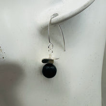 Load image into Gallery viewer, Black Stone - Africa Round Bead and Sterling Silver Earrings| Black Matte|
