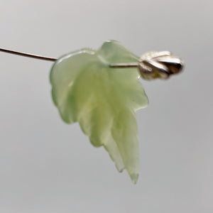 Carved Serpentine New Jade Leaf Bead Set | 23x22x4 to 28x27x4mm | 3 Beads |