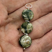 Load image into Gallery viewer, Raintree Rhyolite Jasper Sterling Silver Pendant | 2&quot; Long | Green, Pink |
