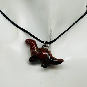 Brecciated Jasper Diplodocus Dinosaur Pendant | 3/4" Long | Red |