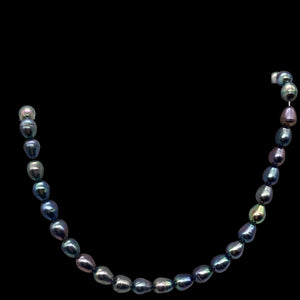 Lavender, Blue, Pink Peacock Satin 16" FW Pearl Strand, 10x6.5 to 8x6mm