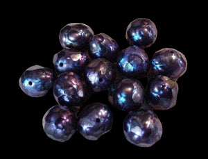 7 Fantastic Faceted Indigo FW Pearl Beads 004506
